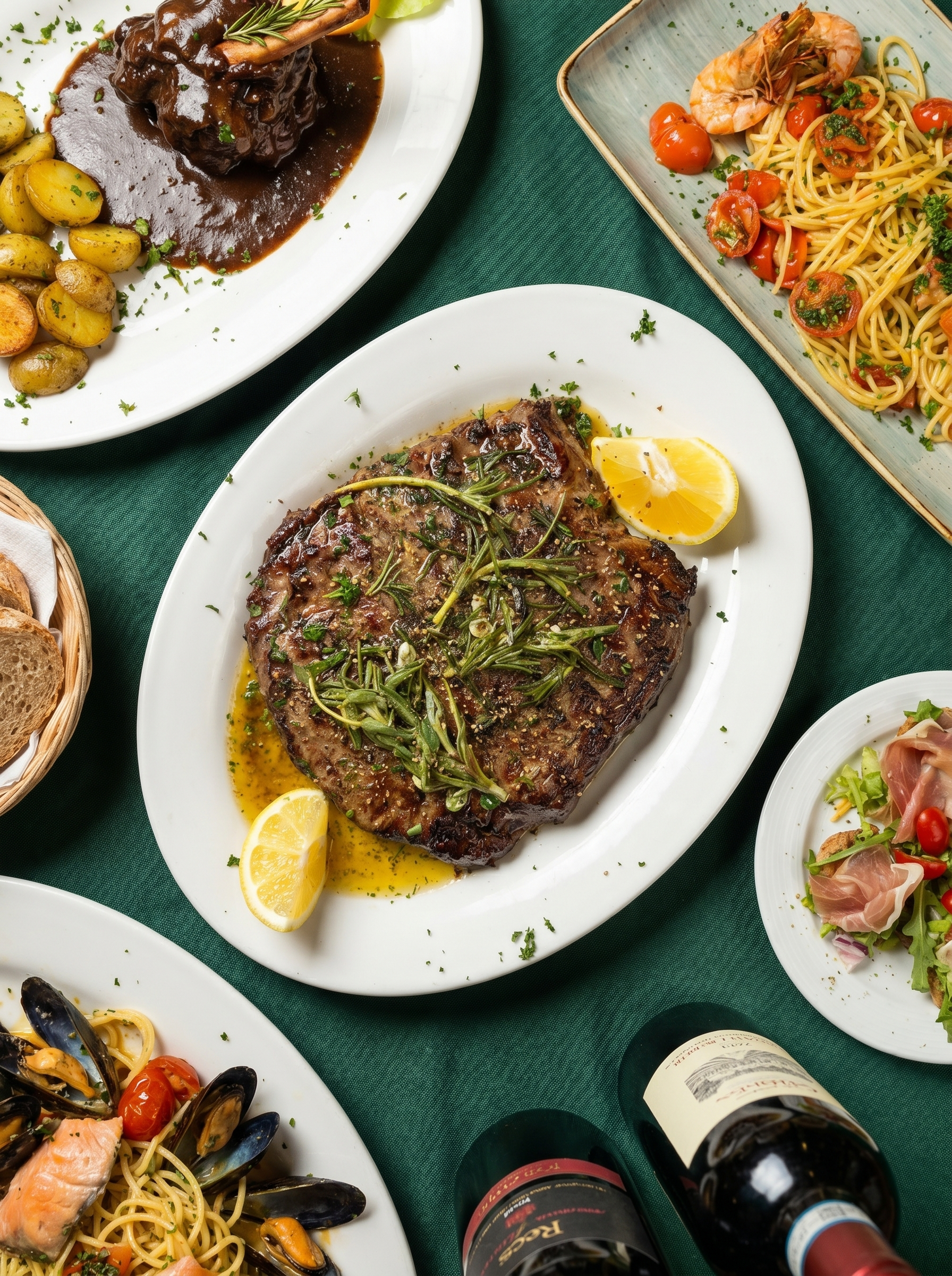 Tisch und Details — rechte Hälfte der Ansicht.