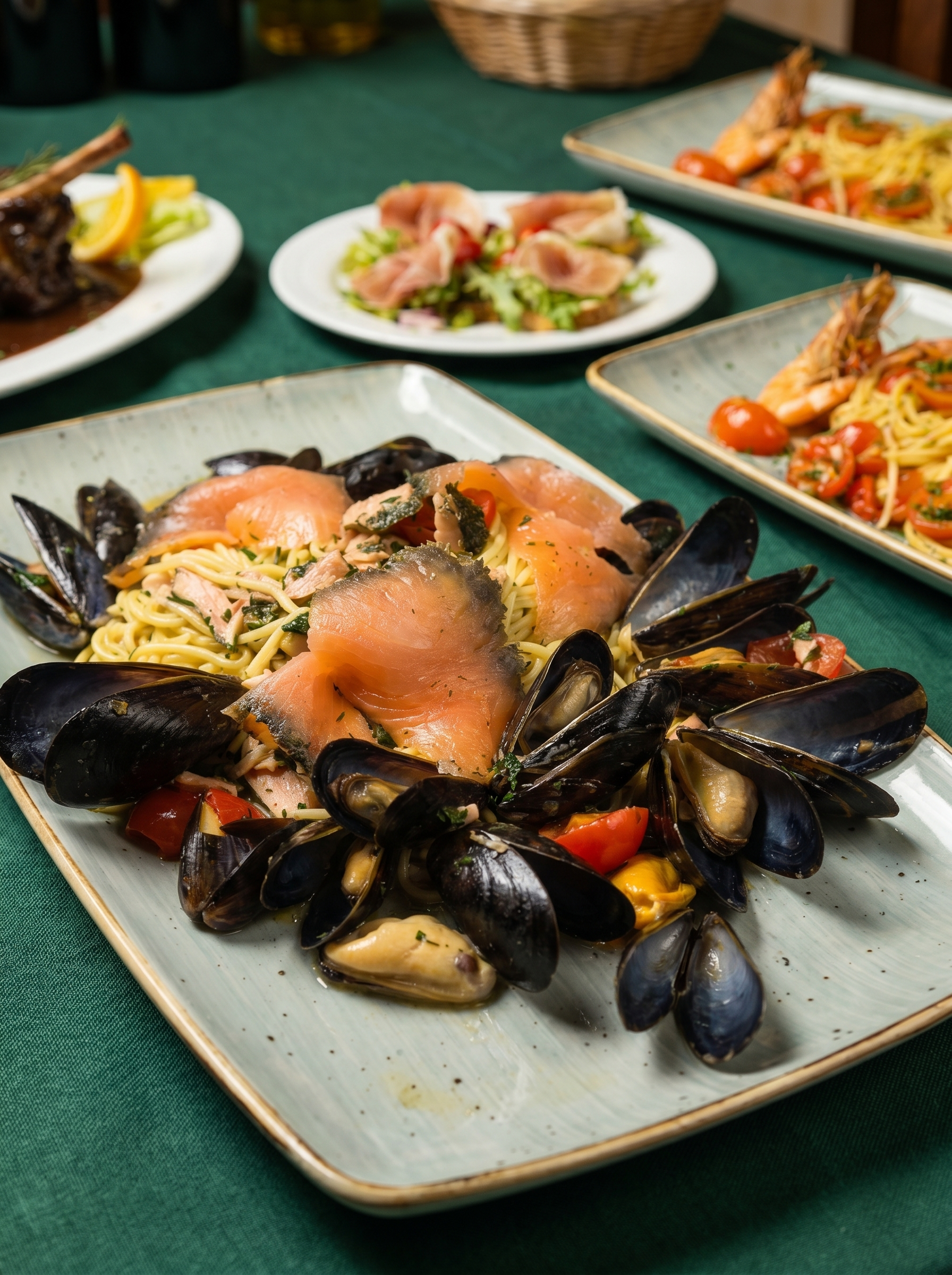 Gläser über dem Tisch — ein Toast im weichen Licht.